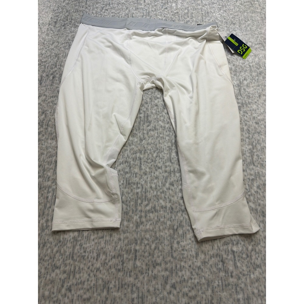 DSG Mens 2X Large 3/4 Compression‎ Tight W Pocket Pure White Athletic Nwt